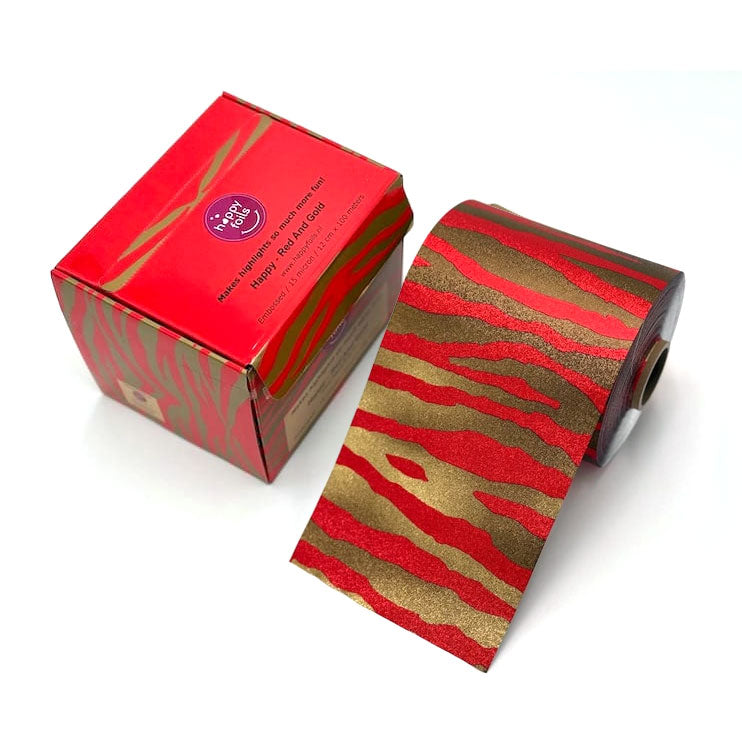 Feuille métallisée gaufrée rouge et or Happy Foils 100 m