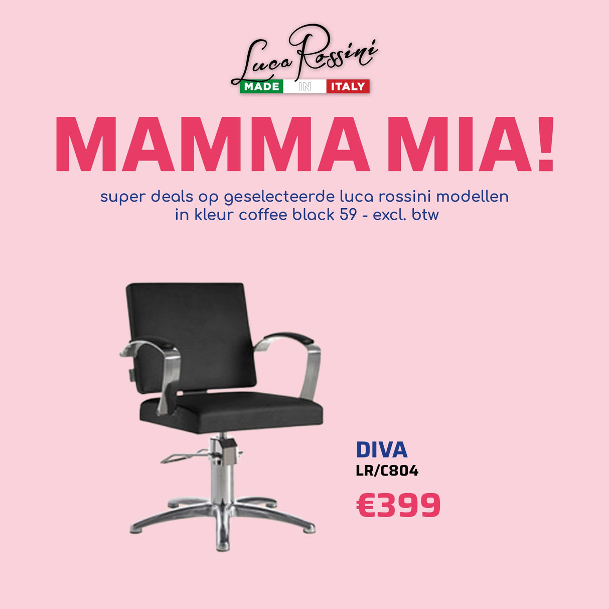 Fauteuil de coiffure LR Diva Noir - MAMMA MIA