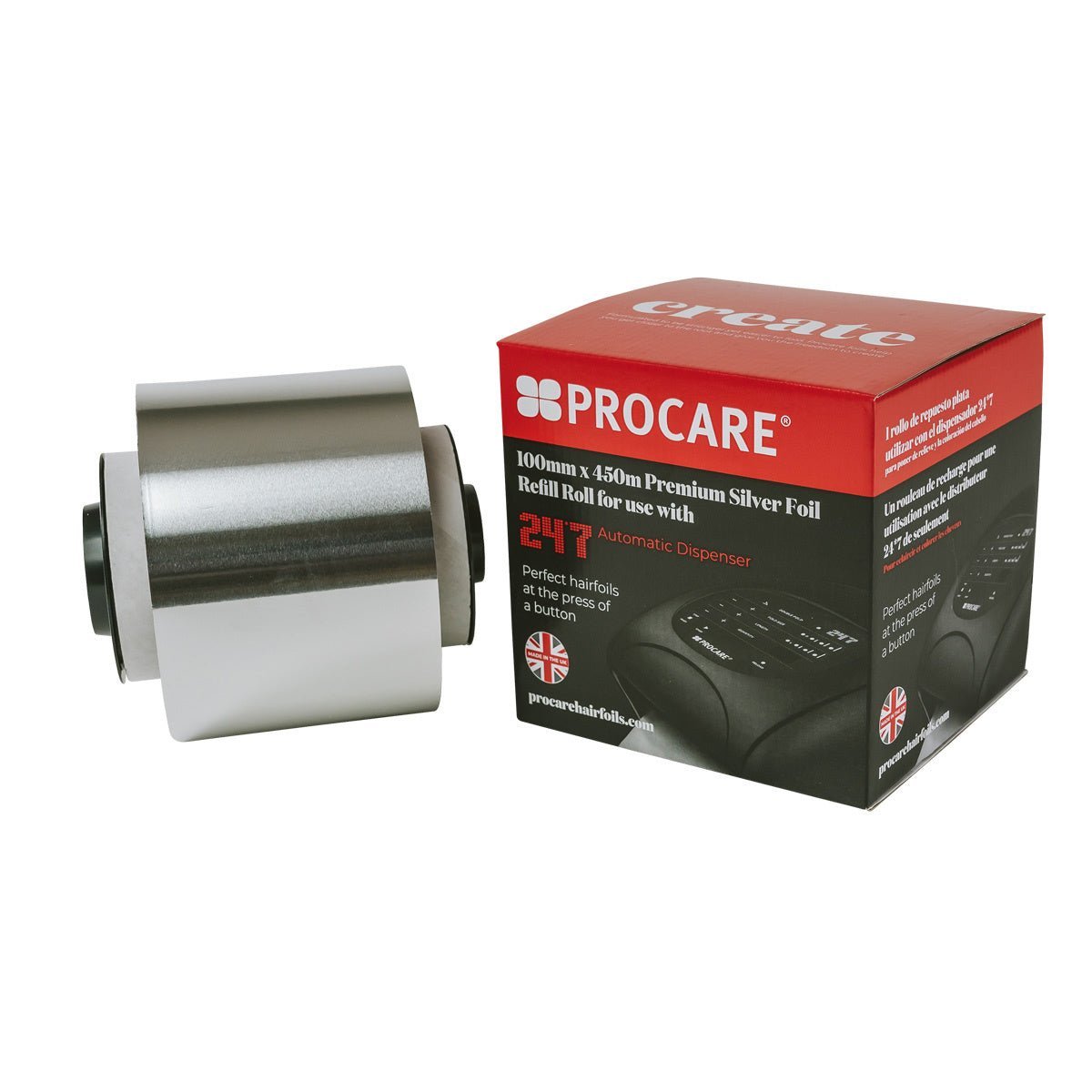 Procare Alufolie 10cm x 450m Silver 18mu Roze - KOOS • alles voor je haar