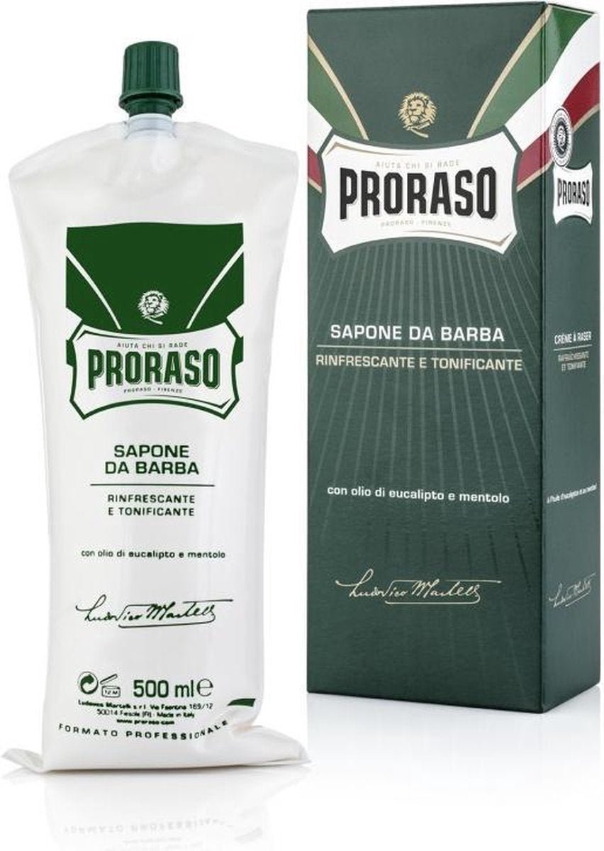 Proraso Groen Scheercreme Knijpzak 500ml - KOOS • alles voor je haar