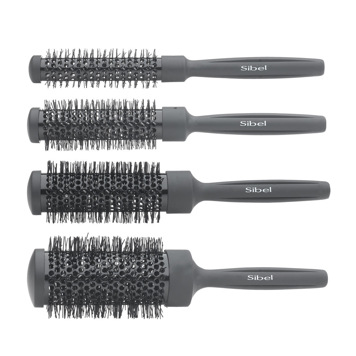 Sibel Set Thermische Borstels Rond Zwart 4st - KOOS • alles voor je haar