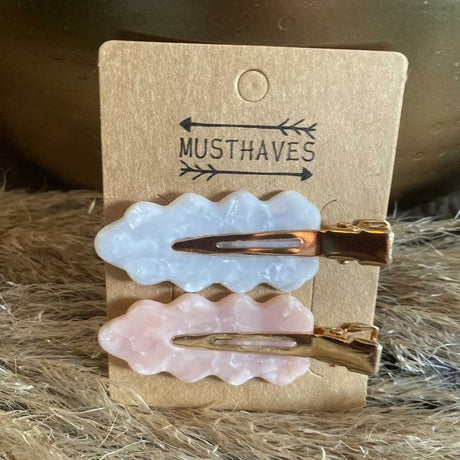Haarclip Set Leaves Grey/Pink 6cm - Koosvanderbeek.nl - koosvanderbeek - Haarmode