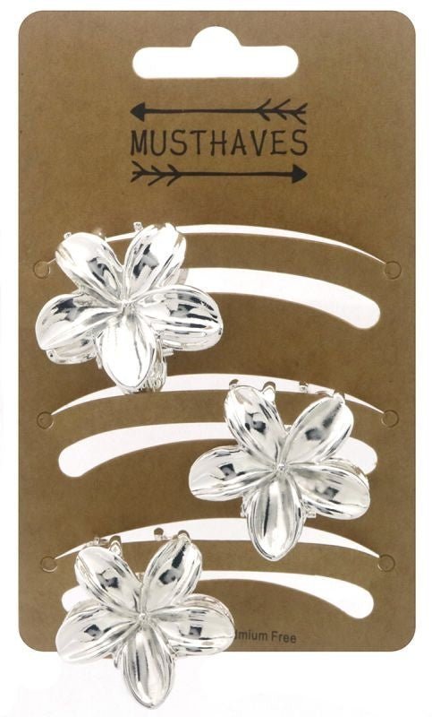 Haarklem flower metal zilver 3 cm - KOOS • alles voor je haar