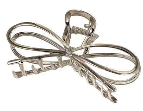 Haarklem strik zilver metaal 10cm - KOOS • alles voor je haar