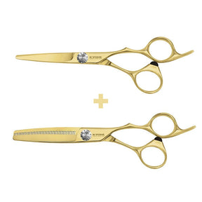 Kyone Set Schaar 710G + 710TG 6.0 Gold - KOOS • alles voor je haar