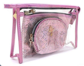 Make-up tasje shiny pink-transparant - KOOS • alles voor je haar