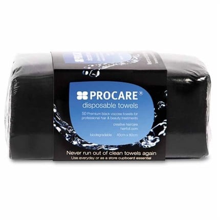 Procare Wegwerp Handdoek Zwart 40x80cm 50 st - KOOS • alles voor je haar
