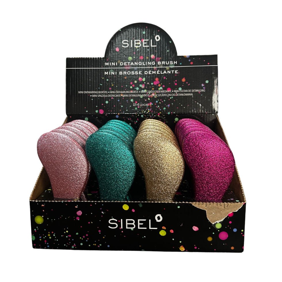 Sibel Xmas Ontwarborstel Mini Glitter Display 24st - KOOS • alles voor je haar